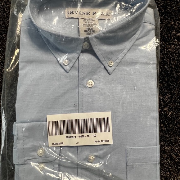 Irvine Park Oxford Long Sleeve Shirt with Button Down Collar sleeve 34/35 inch - Picture 9 of 16